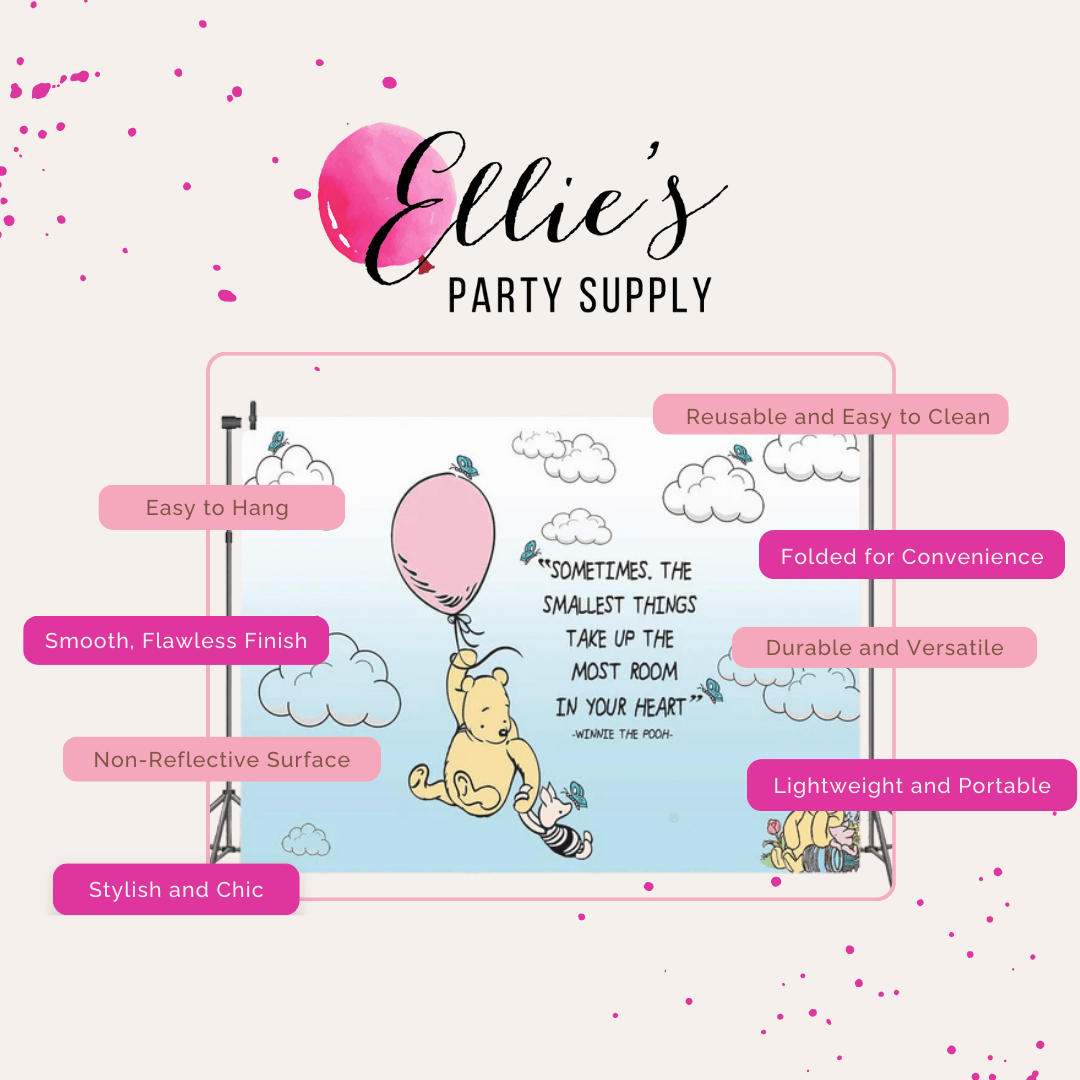 Classic Winnie the Pooh Backdrop - Blue and Yellow 5x7 Feet - Ellie's Party Supply