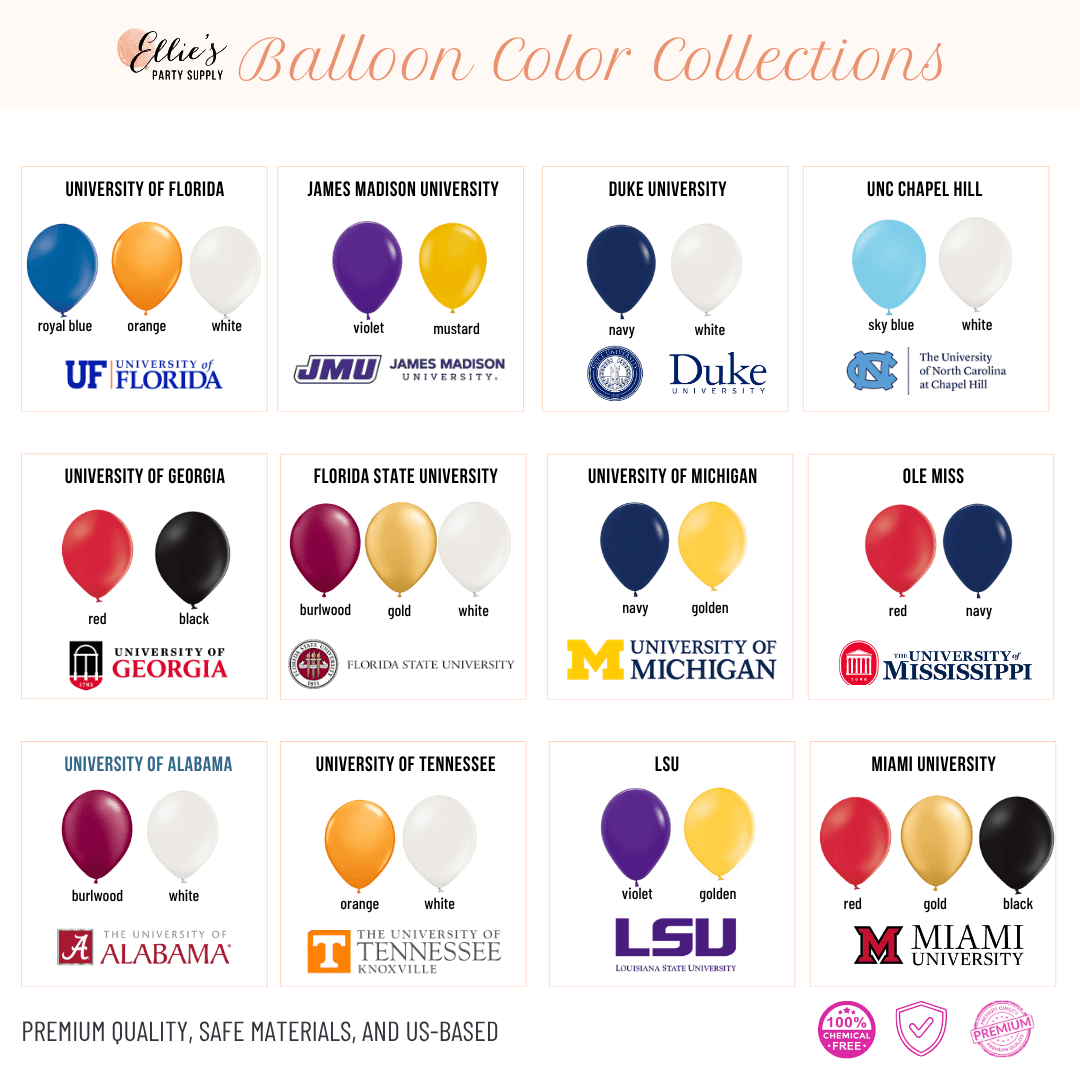 Custom Graduation Balloon Bouquet | Pick Your School Colors | Class of 2026 - Ellie's Party Supply