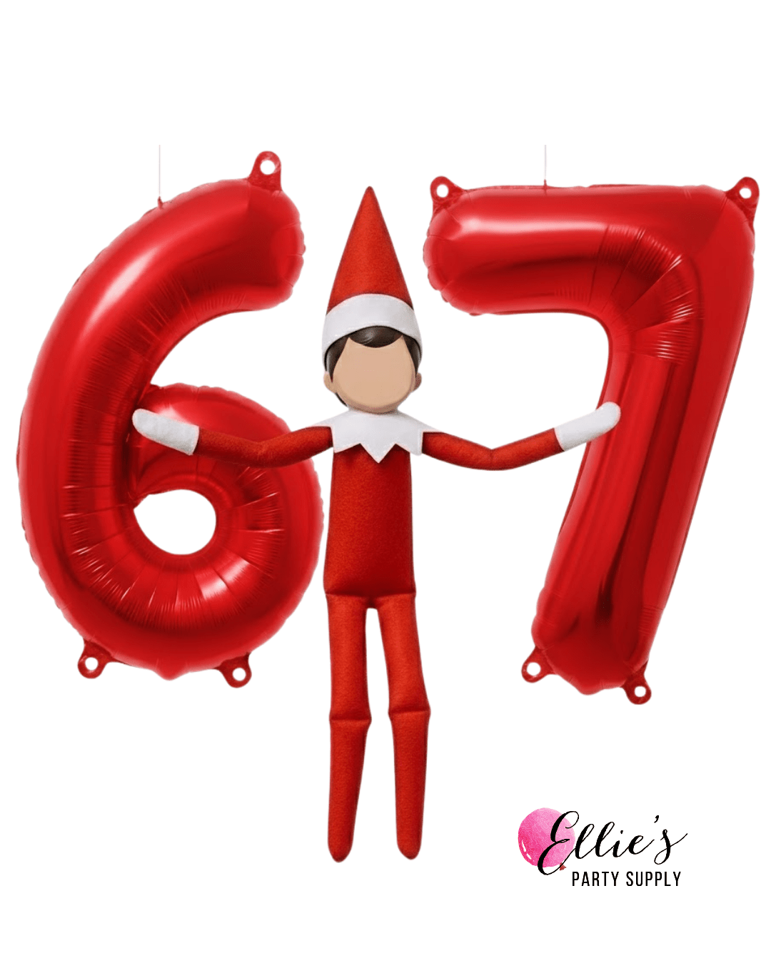 Elf 6 & 7 Red Prank Balloon Kit | Elf Figure Not Included - Ellie's Party Supply