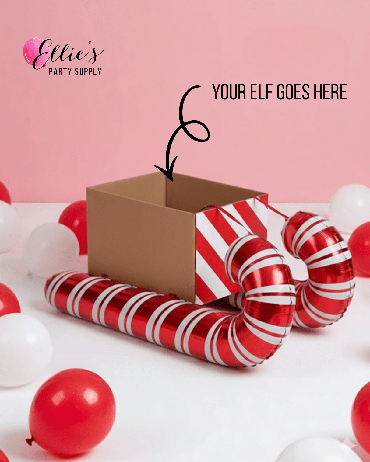 Elf Candy Cane Sleigh Balloon Kit | Elf Figure Not Included - Ellie's Party Supply
