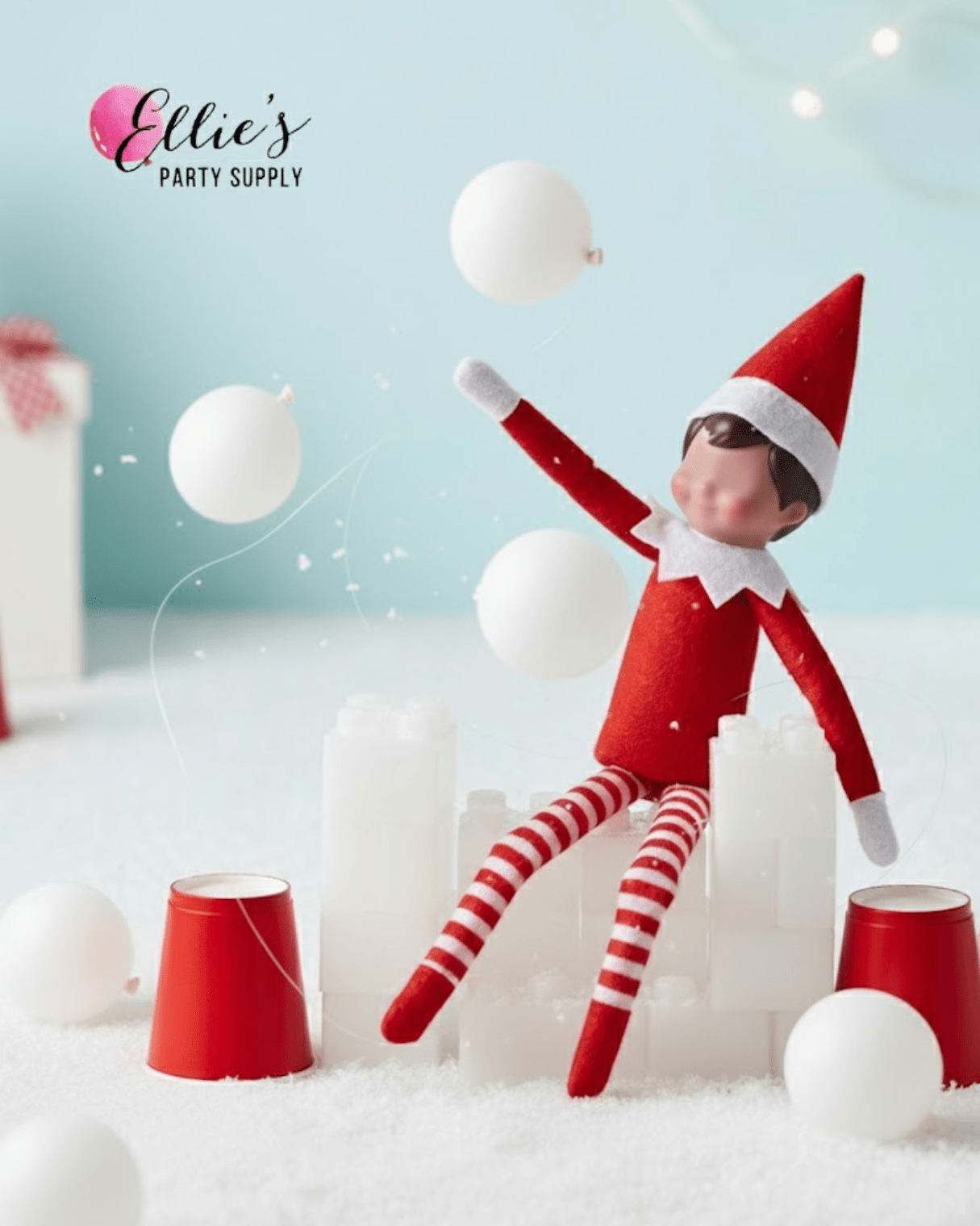 Elf Snowball Fight Balloon Kit | Elf Figure Not Included - Ellie's Party Supply