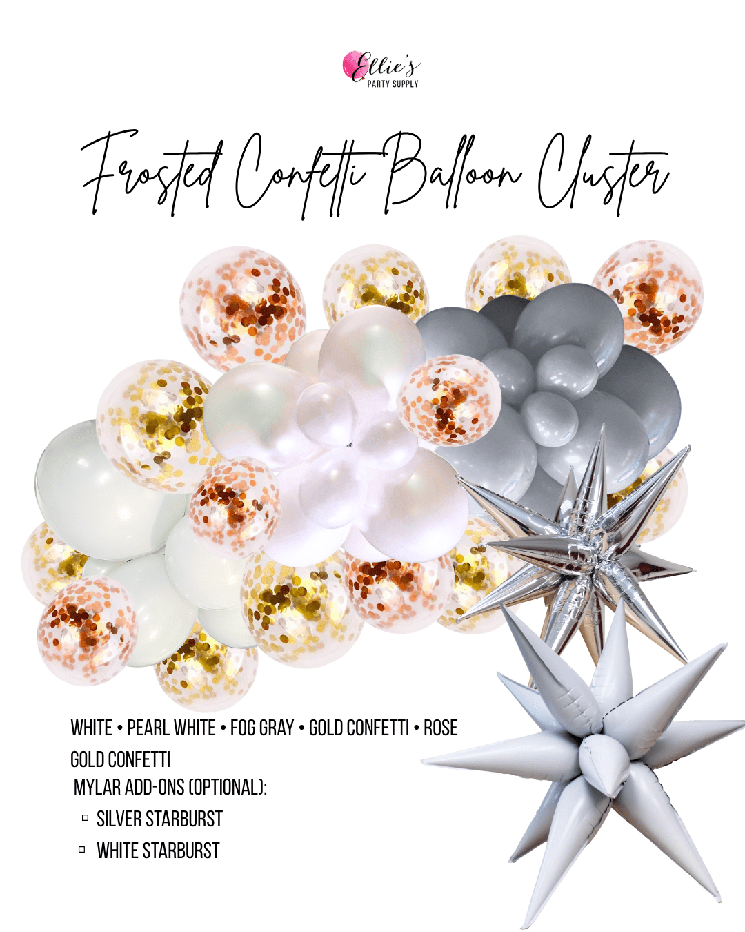 Frosted Confetti Balloon Cluster Garland - Ellie's Party Supply