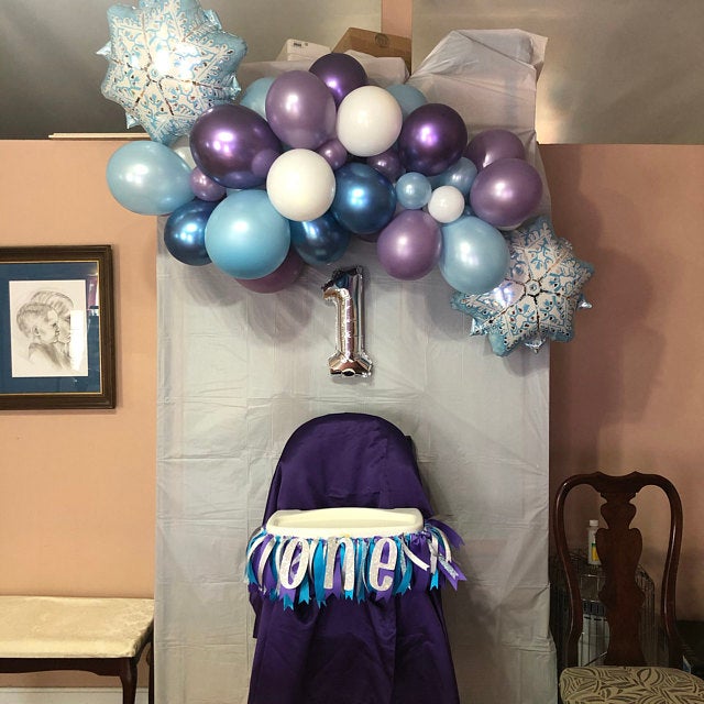 Winter Balloon Garland Kit | Icy Blue & Purple Party Decor - Ellie's Party Supply