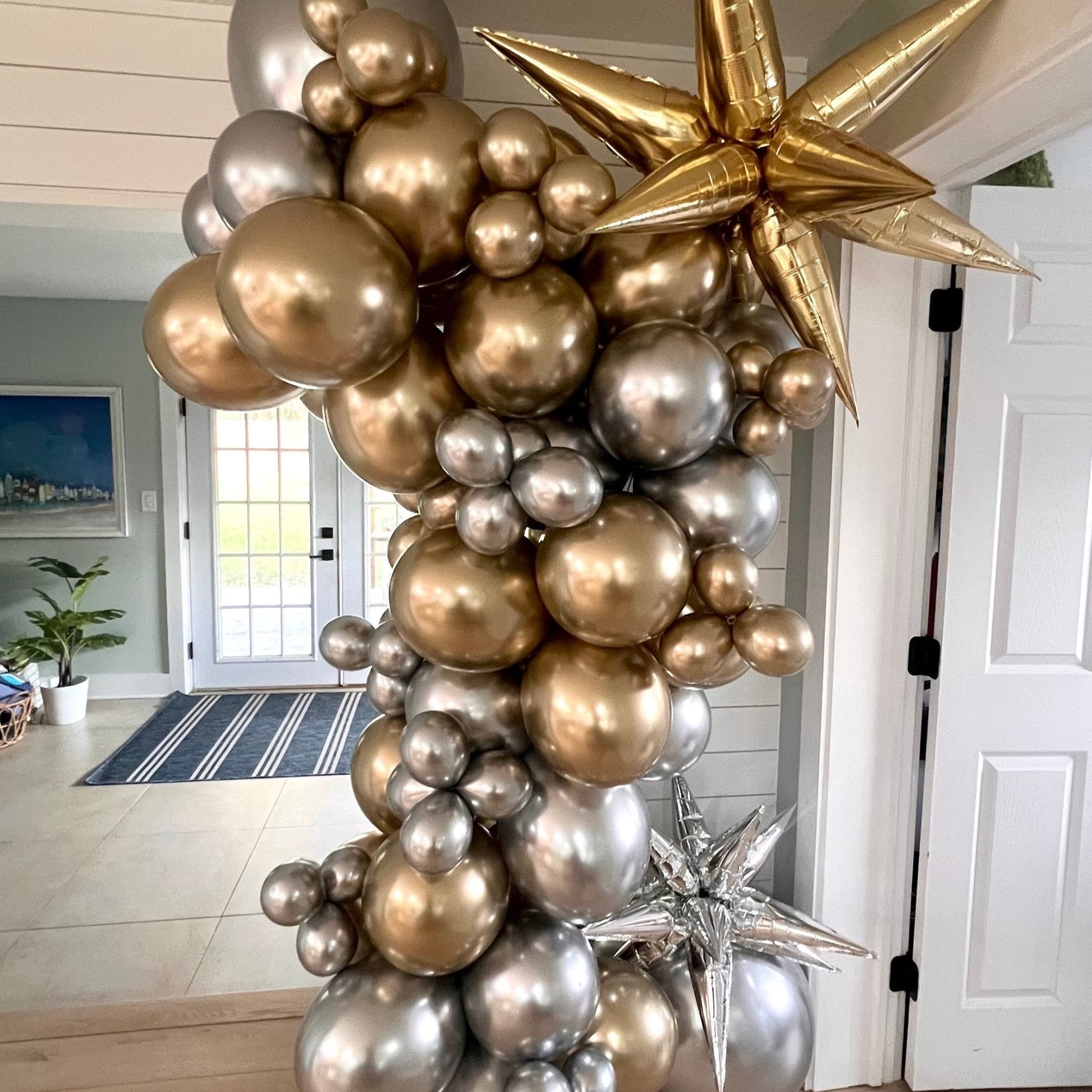 Glitz and Glam - Gold & Silver Balloon Arch Kit - 8 ft. Balloon Garland Kit - Ellie's Party Supply