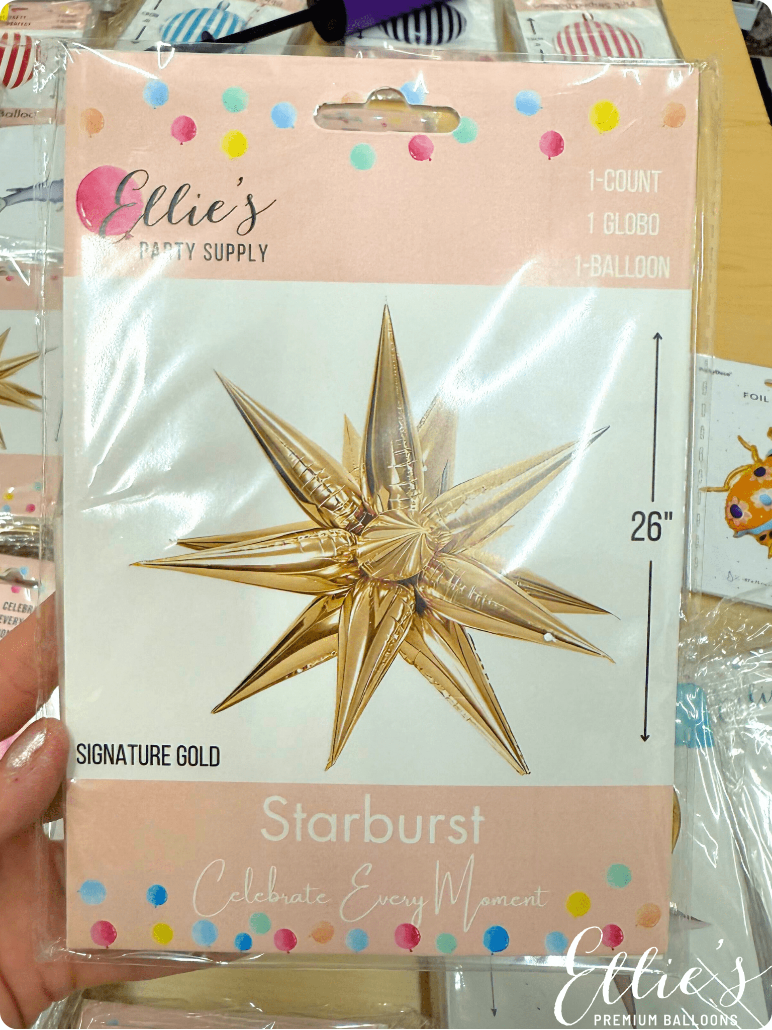 Gold Starburst Cluster Balloon – 26" and 40" - Ellie's Party Supply