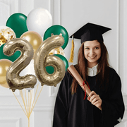 Green and Gold Graduation 2026 Balloon Bouquet - Ellie's Party Supply