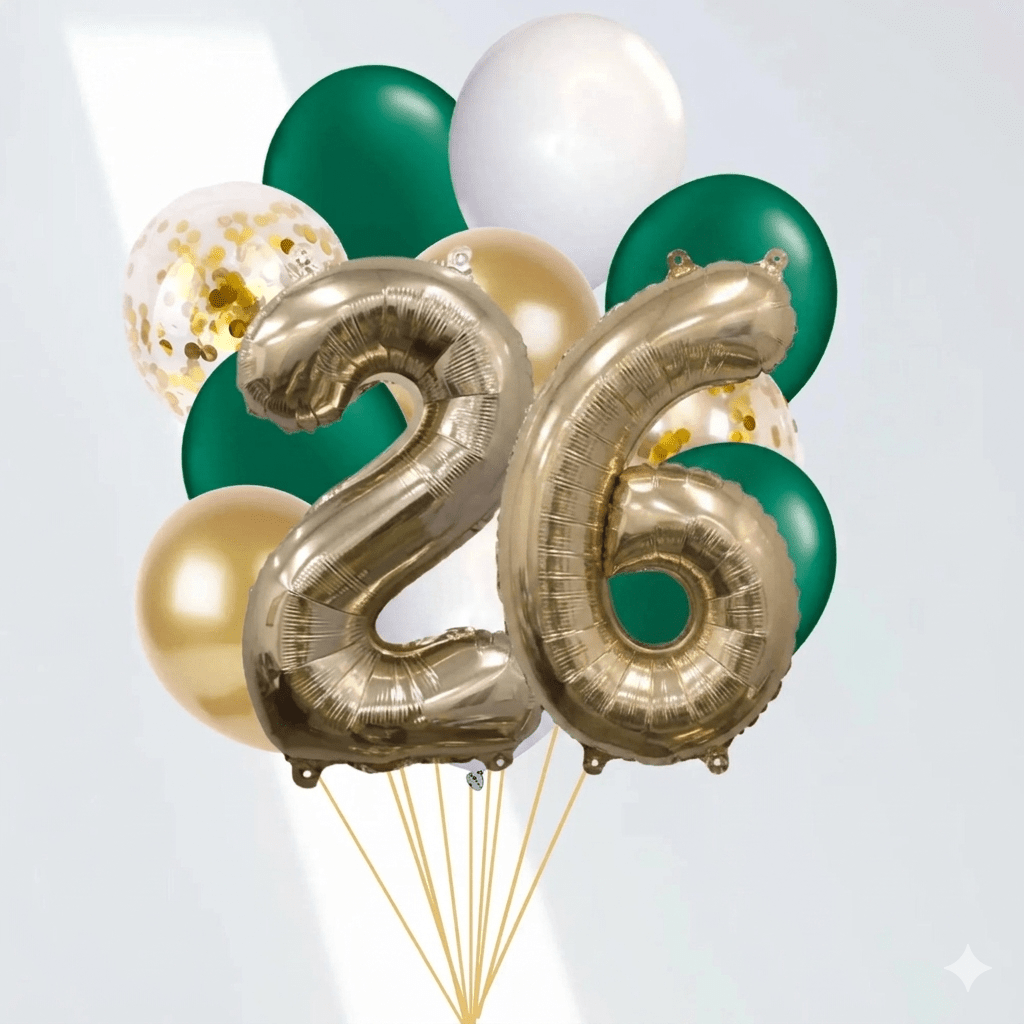 Green and Gold Graduation 2026 Balloon Bouquet - Ellie's Party Supply
