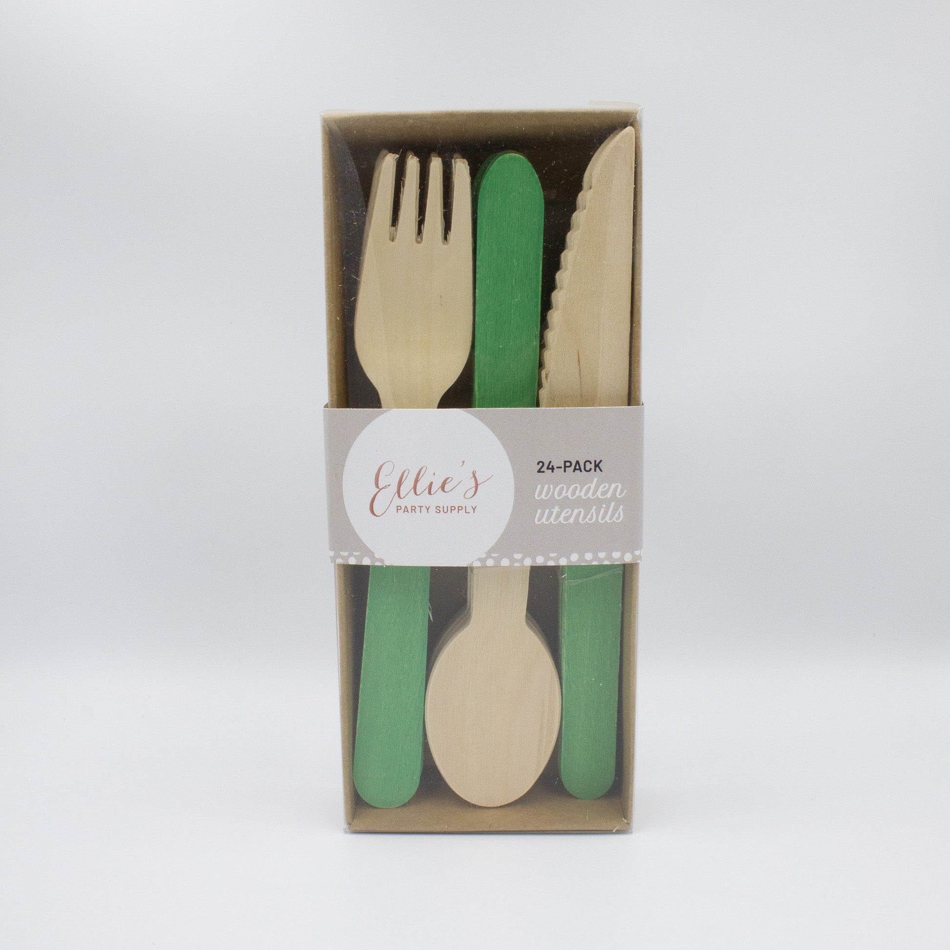 24-piece green wooden utensil set