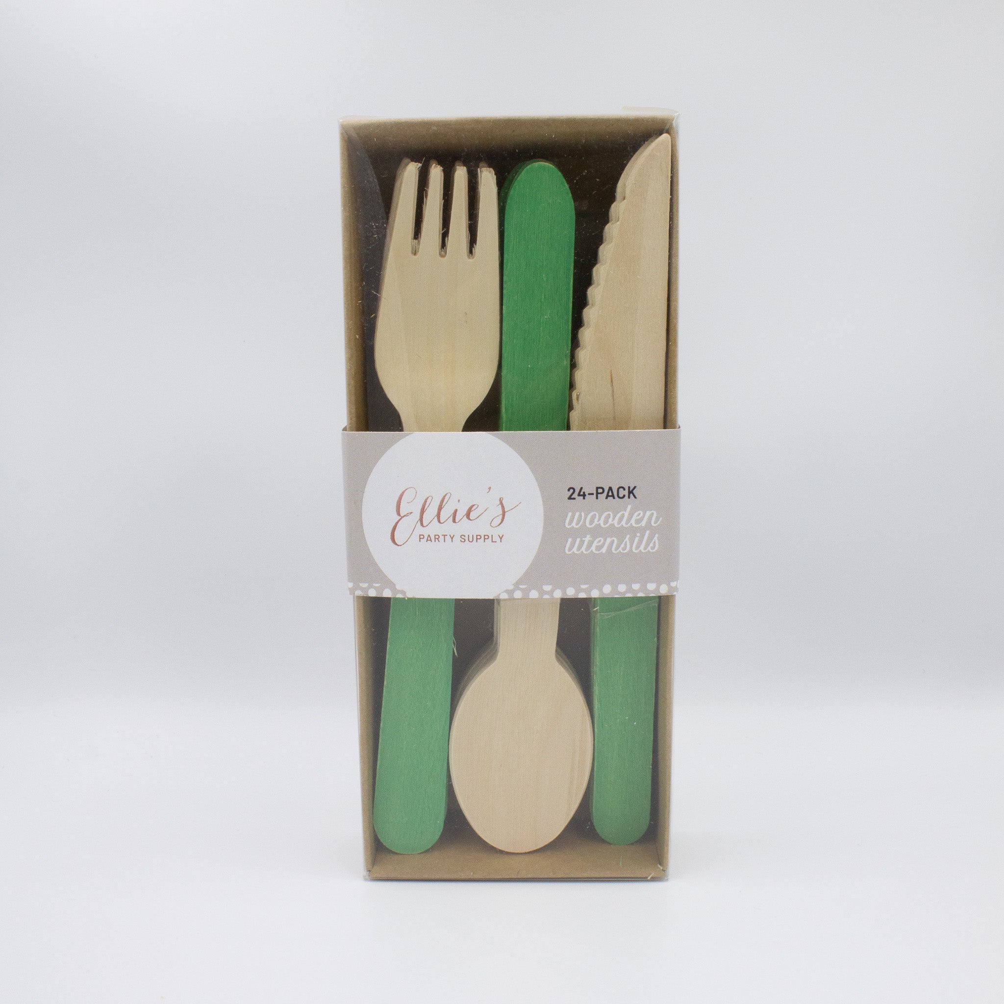 24-piece green wooden utensil set