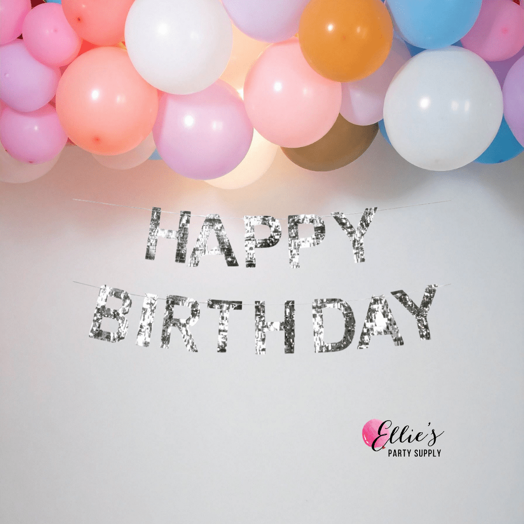 Happy Birthday Banner Silver - Ellie's Party Supply