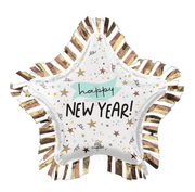 Happy New Year Star Foil Balloon – 28" Fringe Edge - Ellie's Party Supply