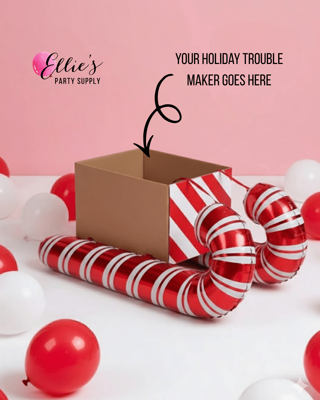 Holiday Troublemaker Candy Cane Sleigh Balloon Kit - Ellie's Party Supply