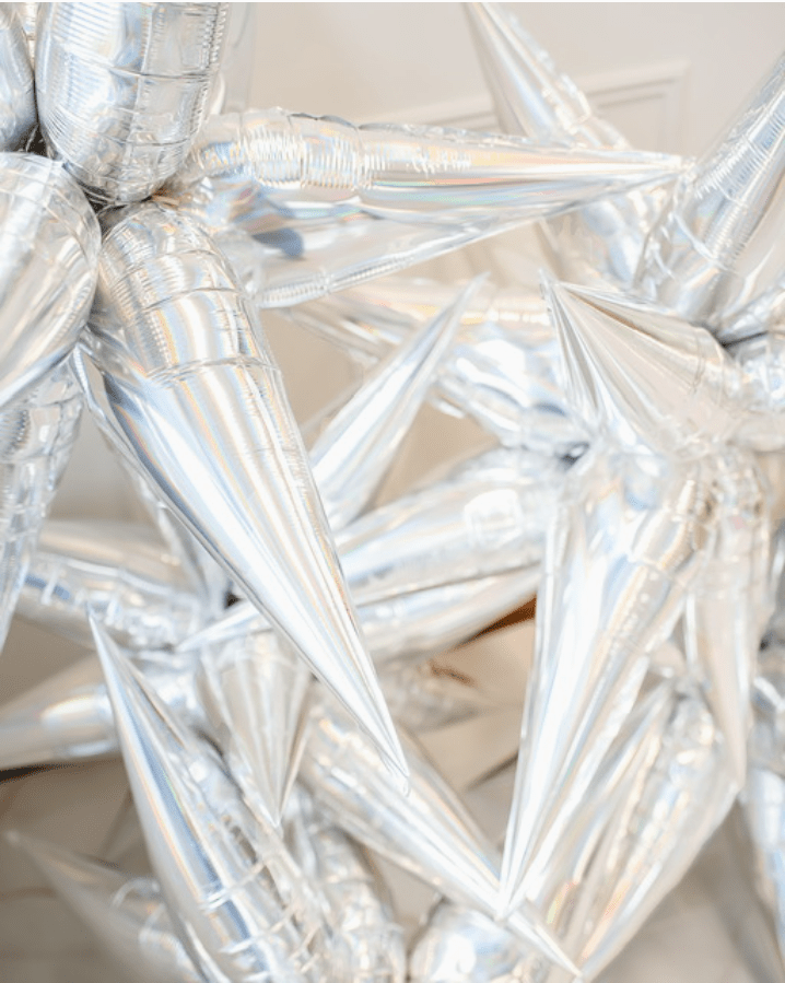 Holographic Silver Starburst Cluster Balloon – 40” - Ellie's Party Supply