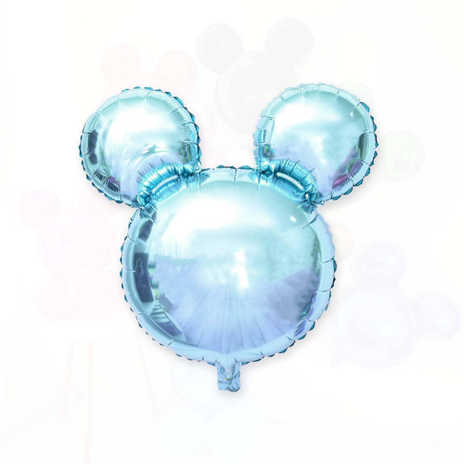 Light Blue Mouse Head Foil Balloon - Ellie's Party Supply