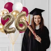 Maroon and Gold Graduation 2026 Balloon Bouquet - Ellie's Party Supply