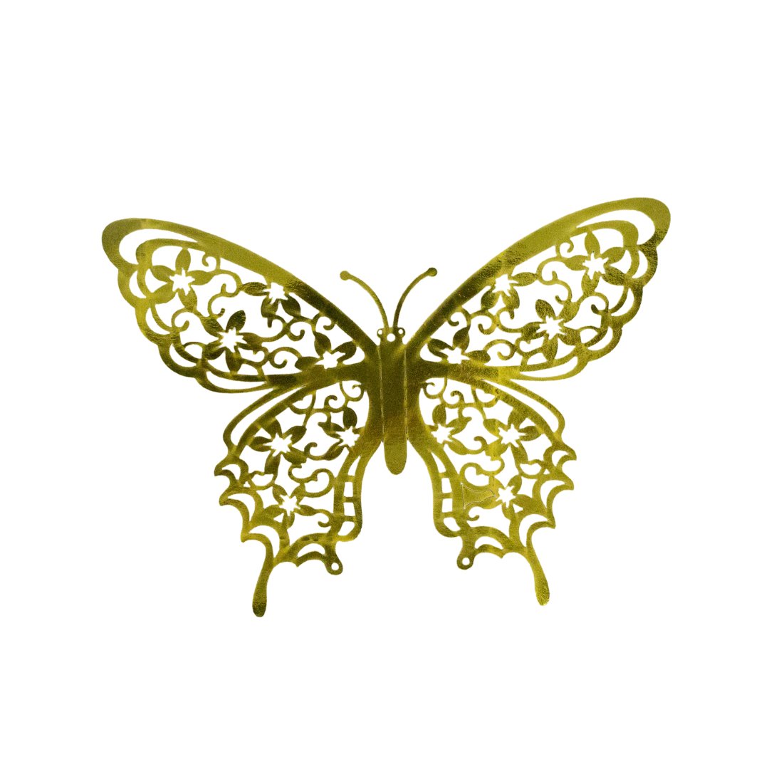 Metallic Gold 3D Butterfly Decor (Set of 12) - Ellie's Party Supply