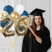 Navy and Gold Graduation 2026 Balloon Bouquet - Ellie's Party Supply