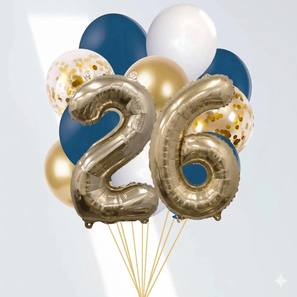 Navy and Gold Graduation 2026 Balloon Bouquet - Ellie's Party Supply
