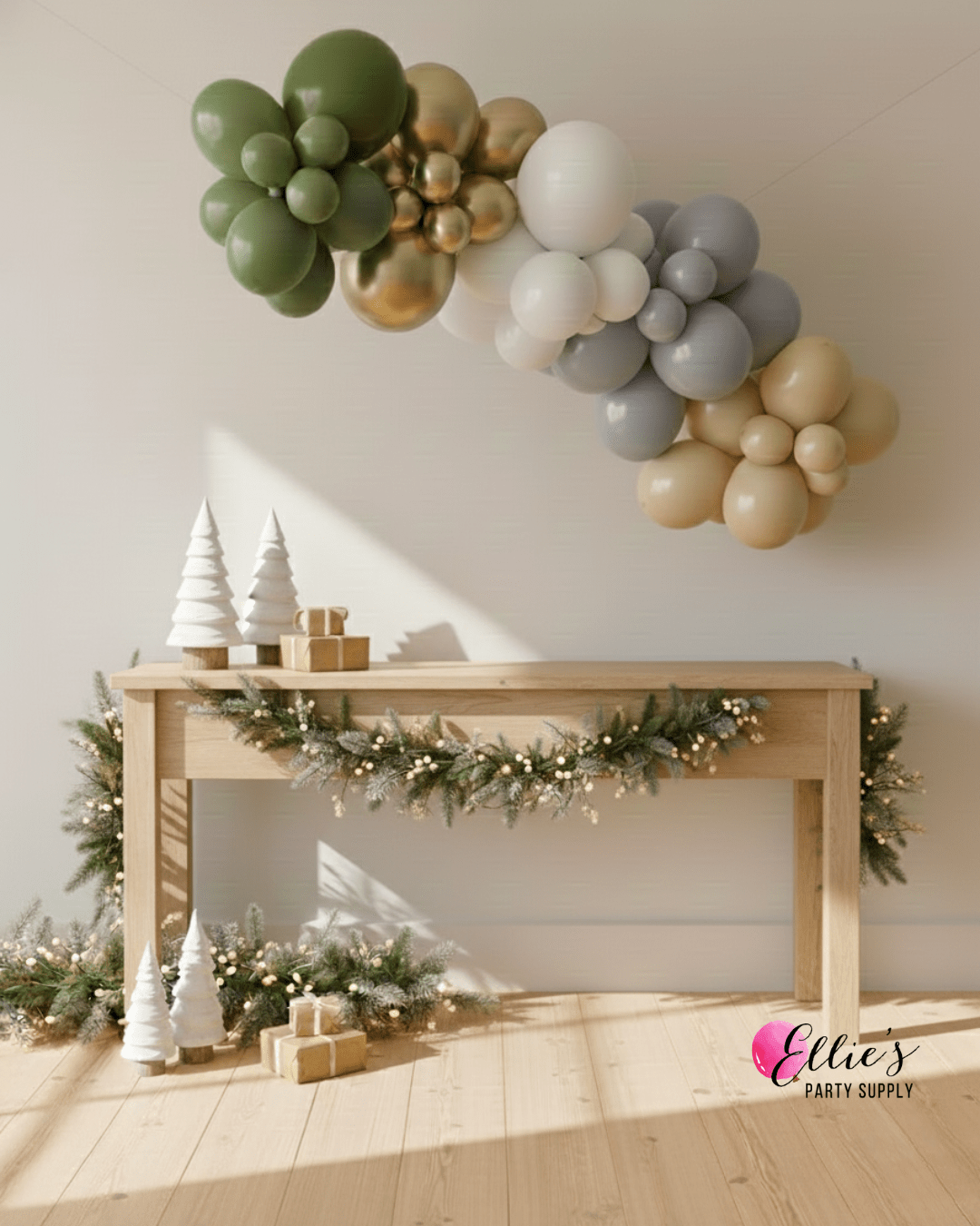 Neutral Noel Balloon Cluster Garland - Ellie's Party Supply