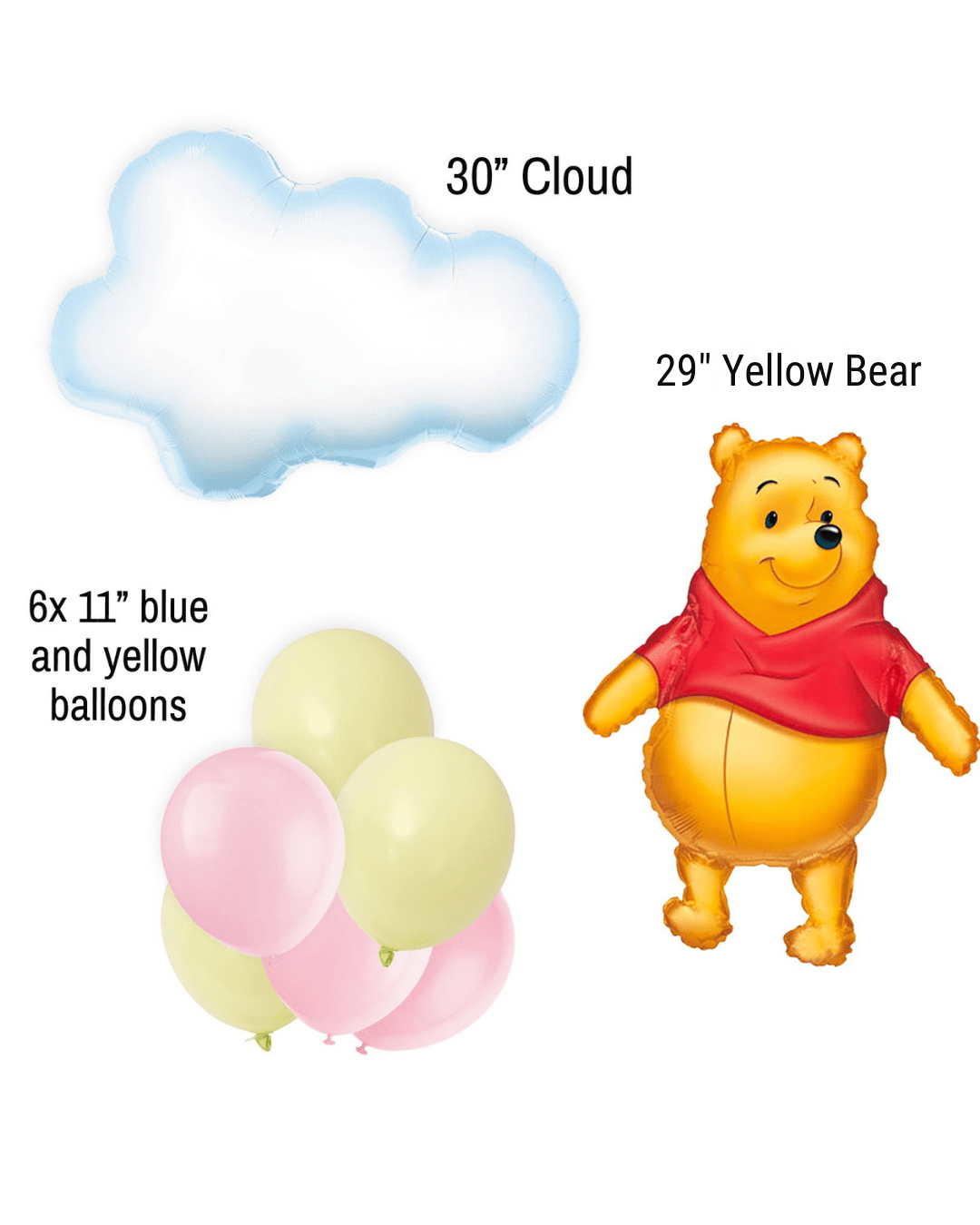 Pink and Yellow Bear Balloon Bouquet - Ellie's Party Supply