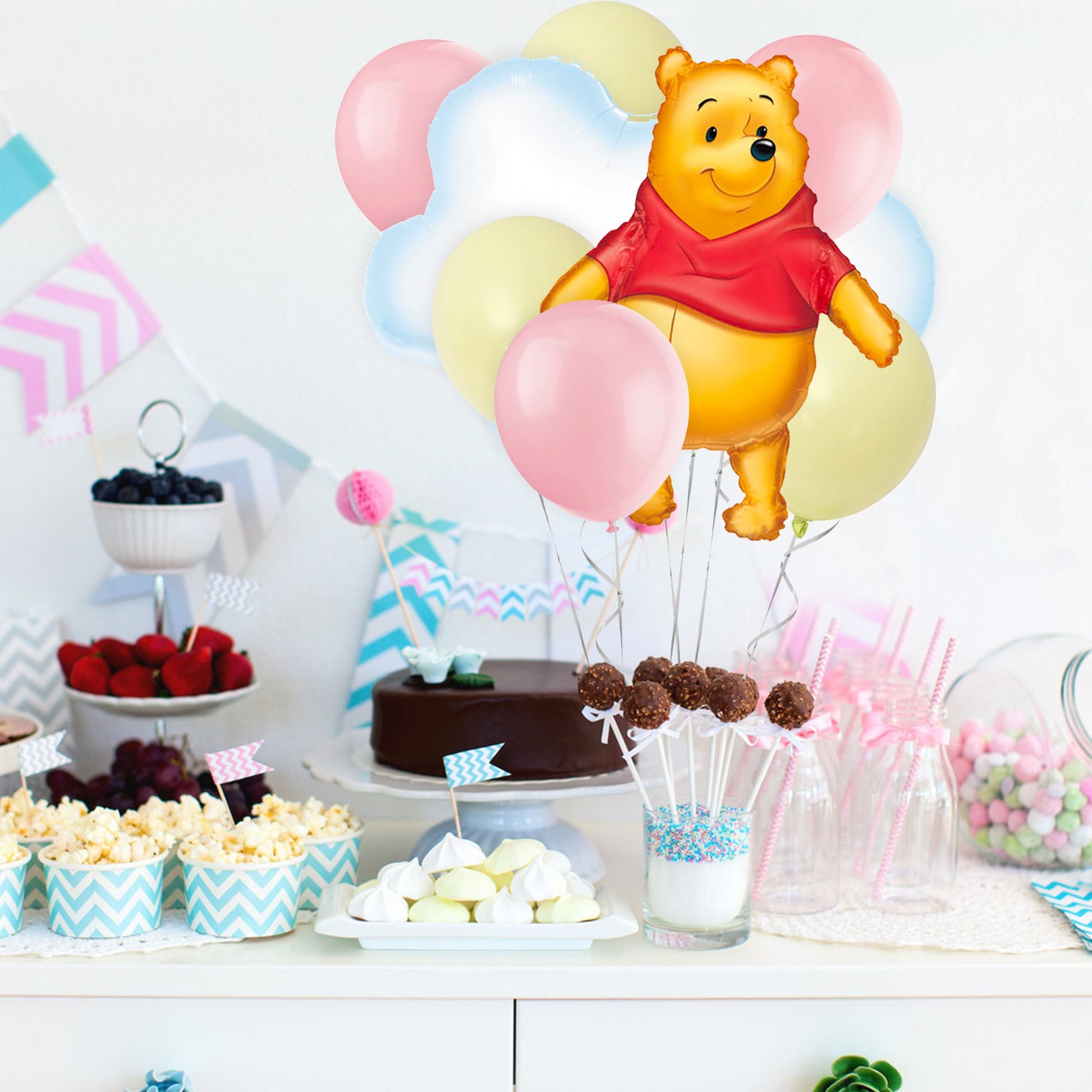Pink and Yellow Bear Balloon Bouquet - Ellie's Party Supply