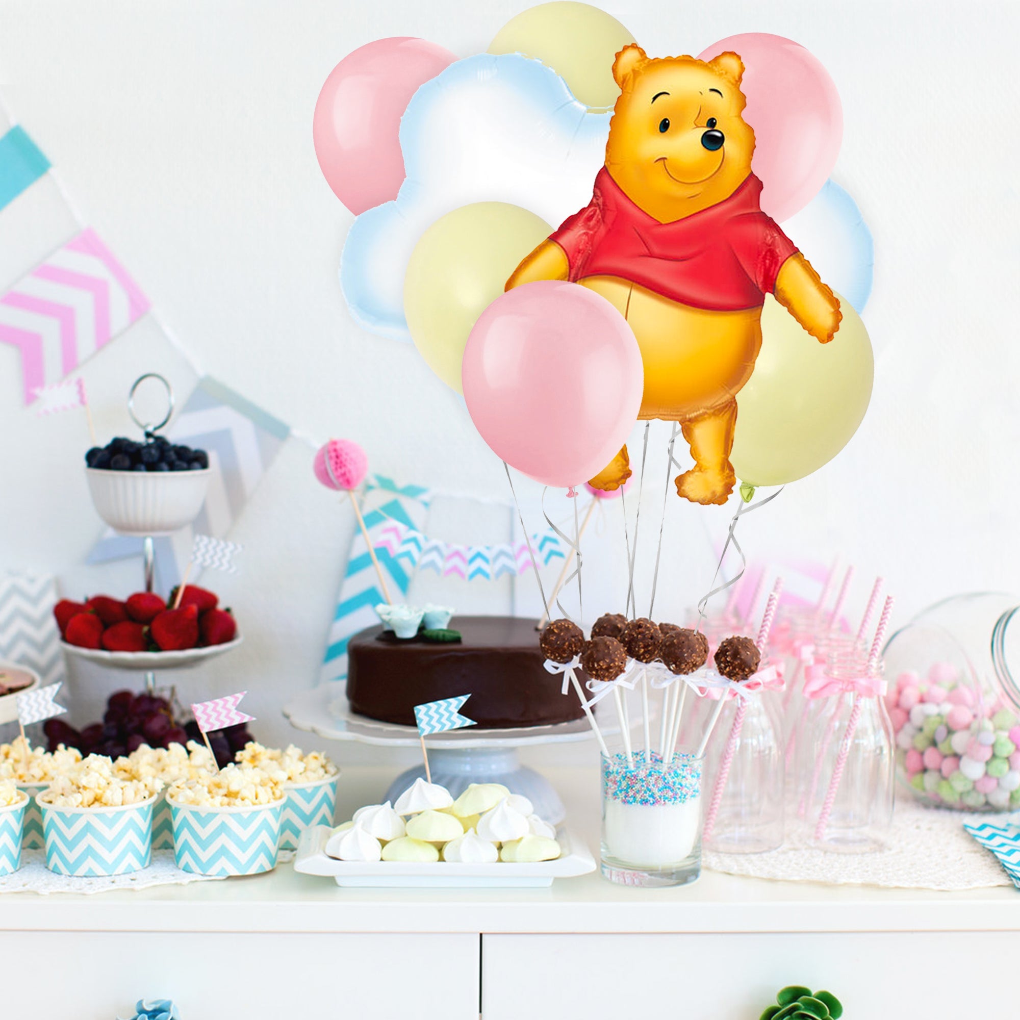 Pink and Yellow Bear Balloon Bouquet - Ellie's Party Supply
