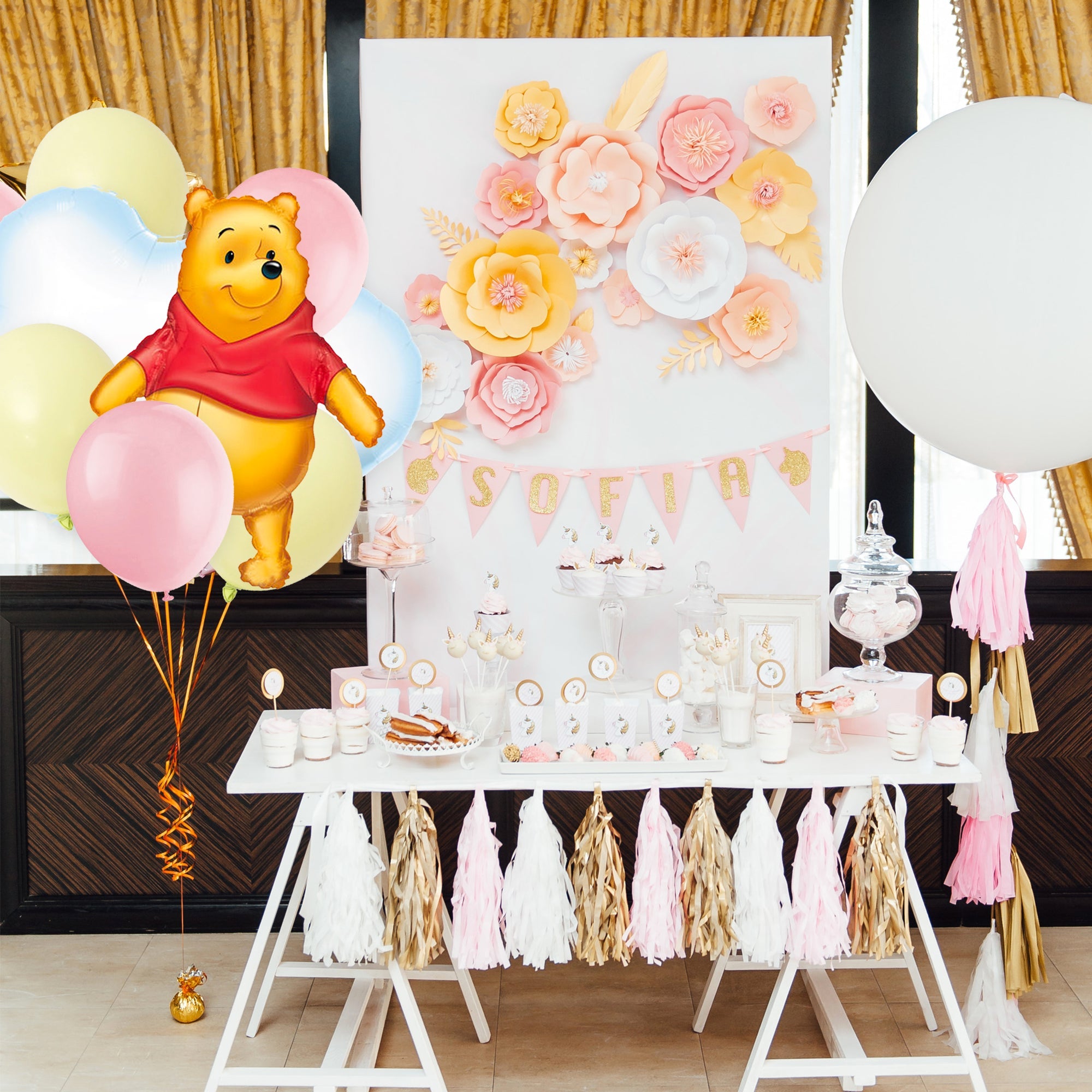 Pink and Yellow Bear Balloon Bouquet - Ellie's Party Supply