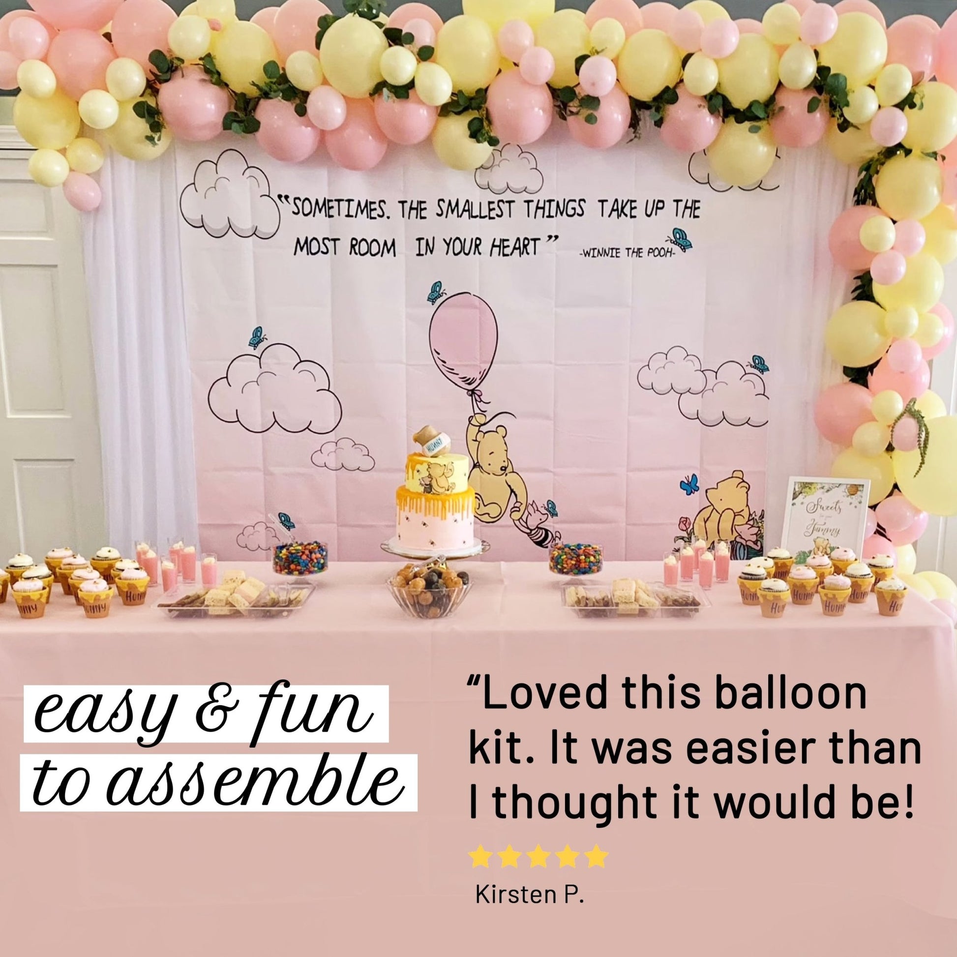 Pink Classic Yellow Bear Balloon Garland Kit - Ellie's Party Supply