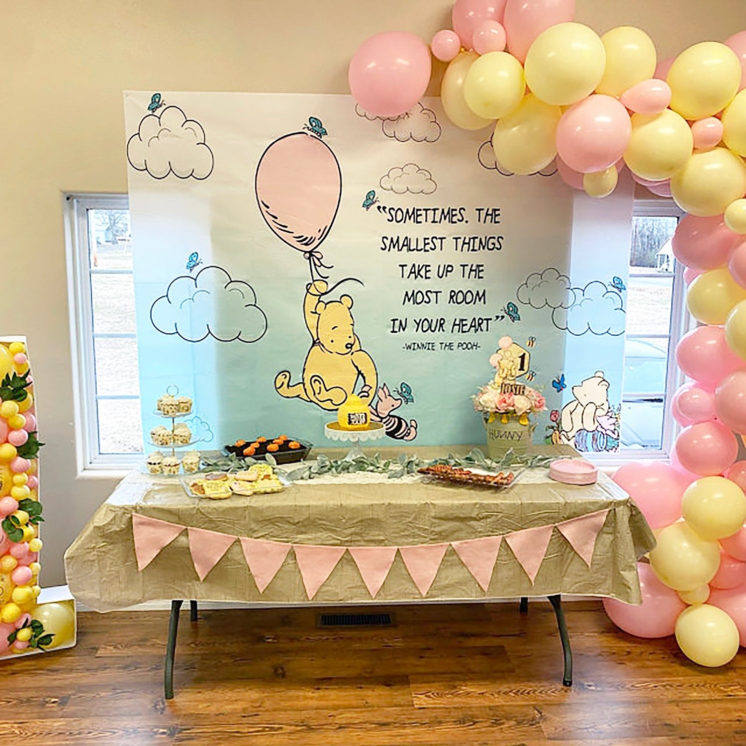 Pink Classic Yellow Bear Balloon Garland Kit - Ellie's Party Supply