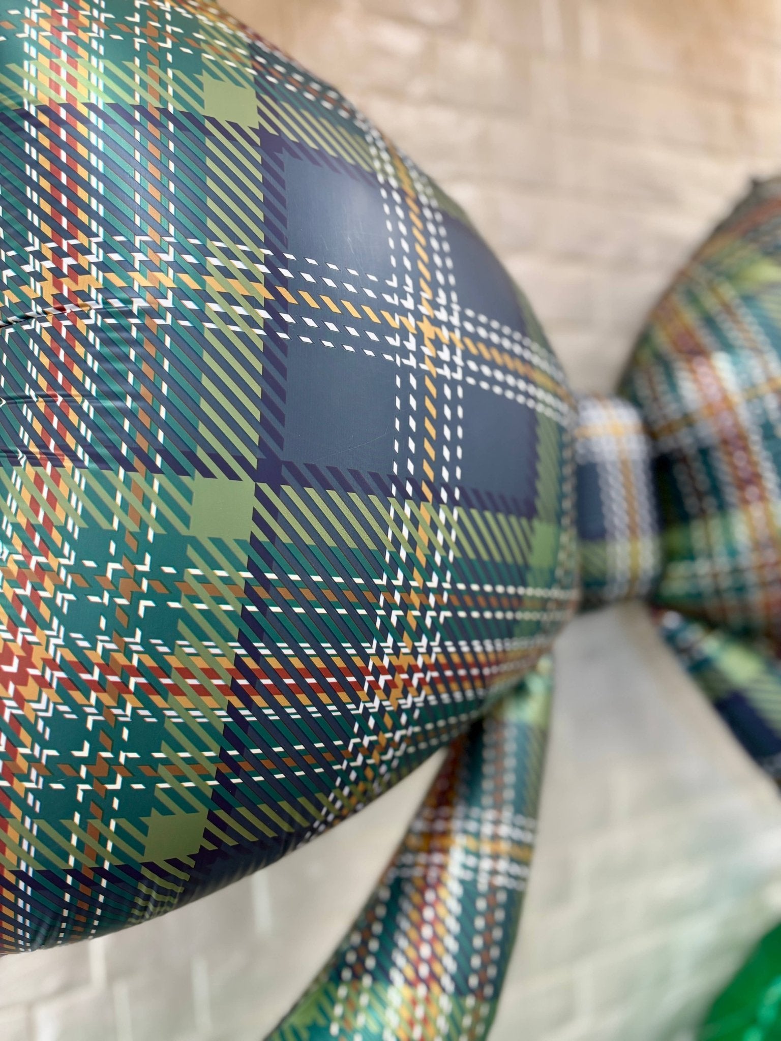 Plaid Bow Balloon – 40” Foil Balloon - Ellie's Party Supply