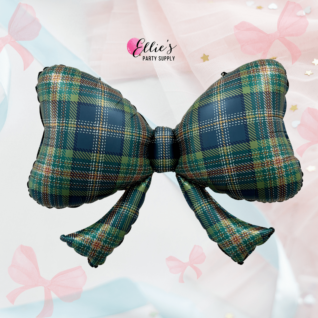 Plaid Bow Balloon – 40” Foil Balloon - Ellie's Party Supply