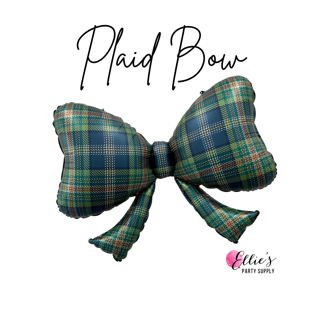 Plaid Bow Balloon – 40” Foil Balloon - Ellie's Party Supply