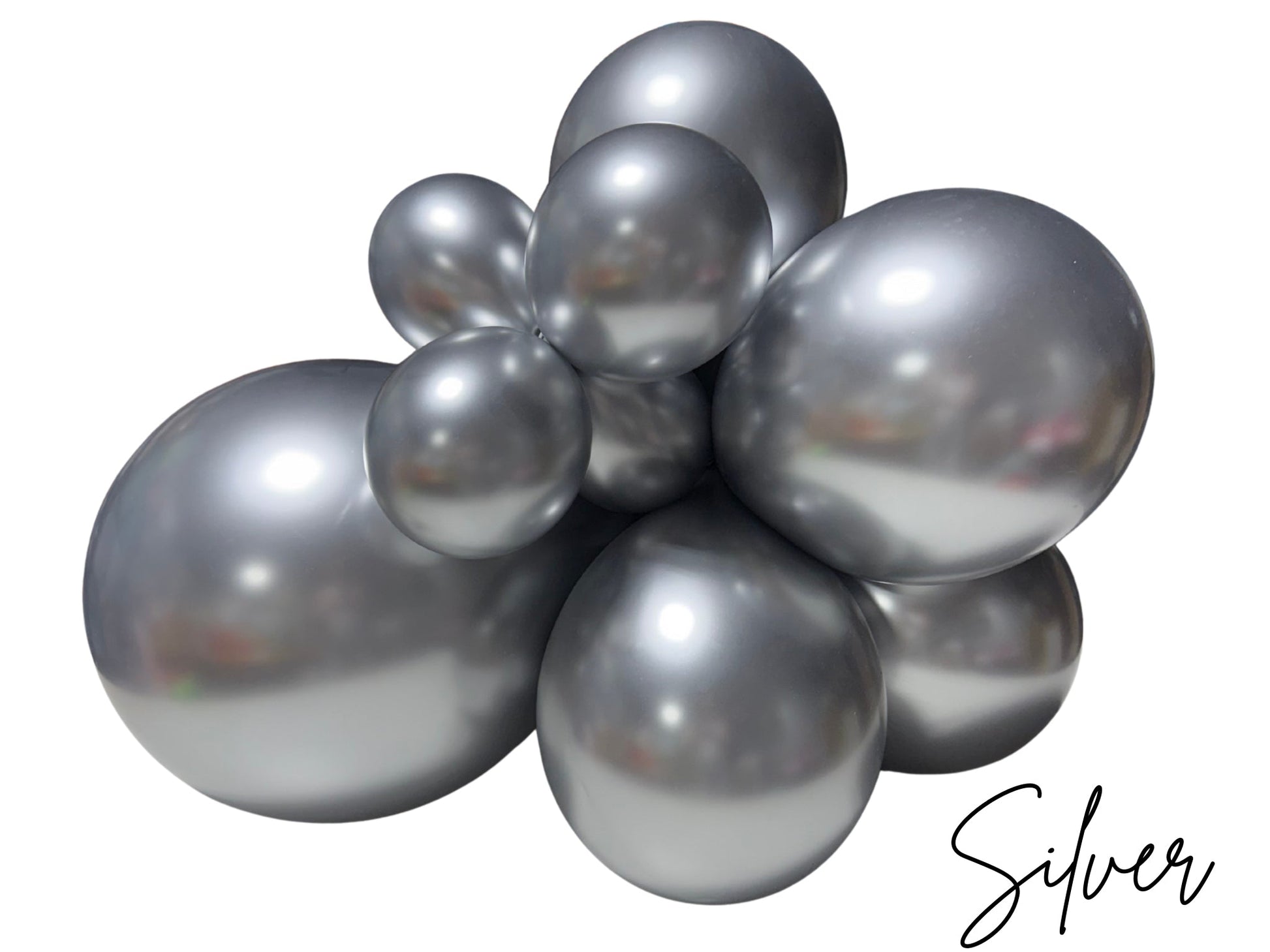 Premium Silver Latex Balloon Cluster (5", 11” and 17”) - Ellie's Party Supply