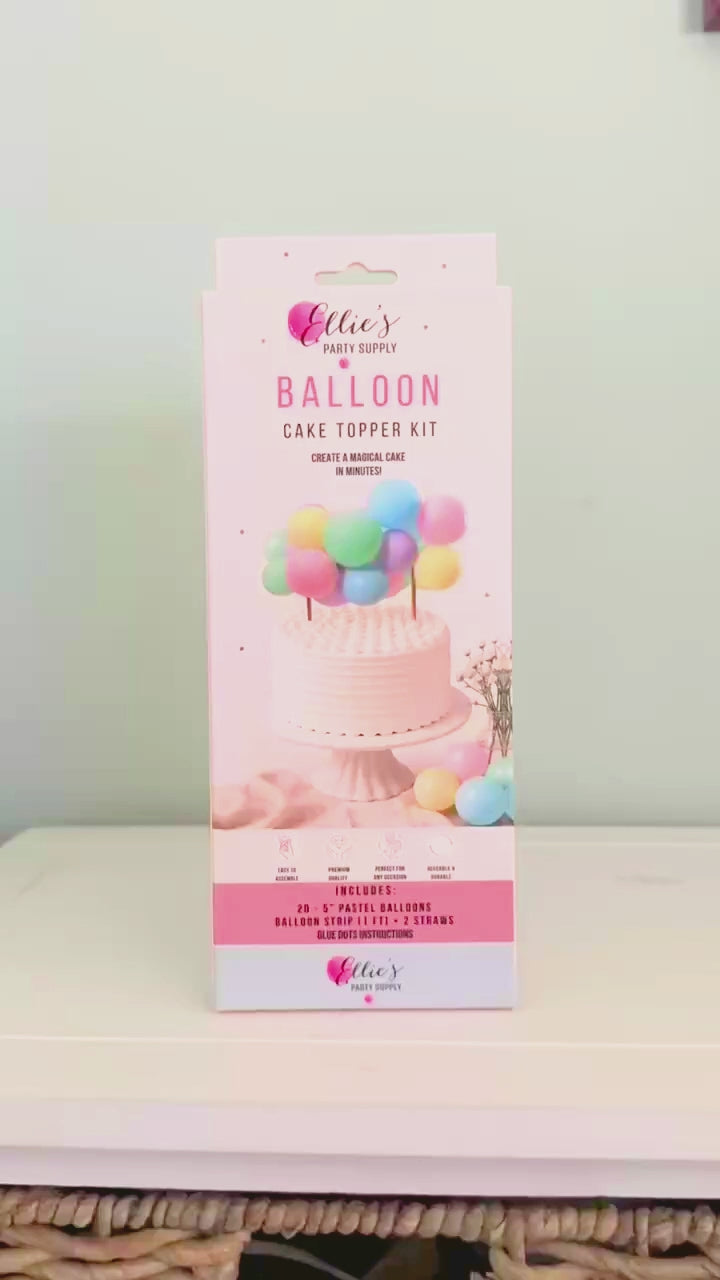 Load video: Pastel Mini Balloon Cake Topper Kit – Aesthetic Party Decor for Birthdays &amp; Celebrations