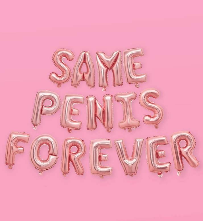 Rose Gold SAME PENIS FOREVER Balloons – 16" Banner - Ellie's Party Supply