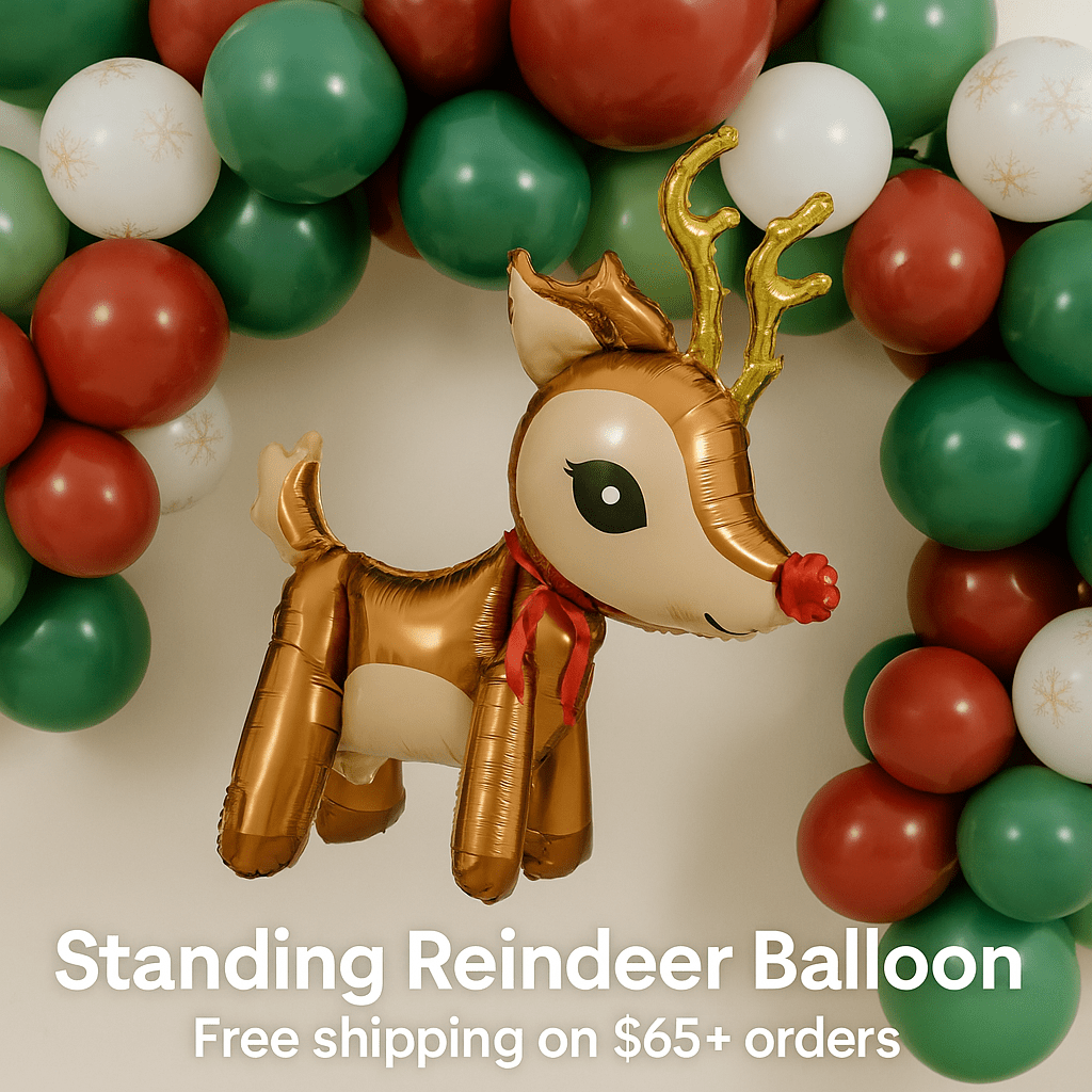 Standing Reindeer Balloon – 19.5 x 24.5'' Holiday Decor | Ellie’s Party Supply - Ellie's Party Supply
