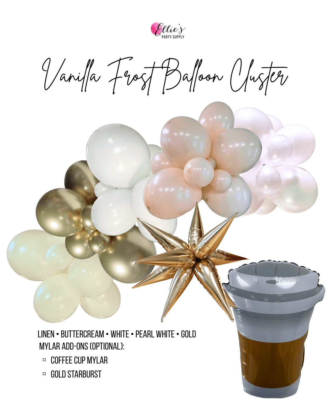 Vanilla Frost Balloon Cluster Garland - Ellie's Party Supply