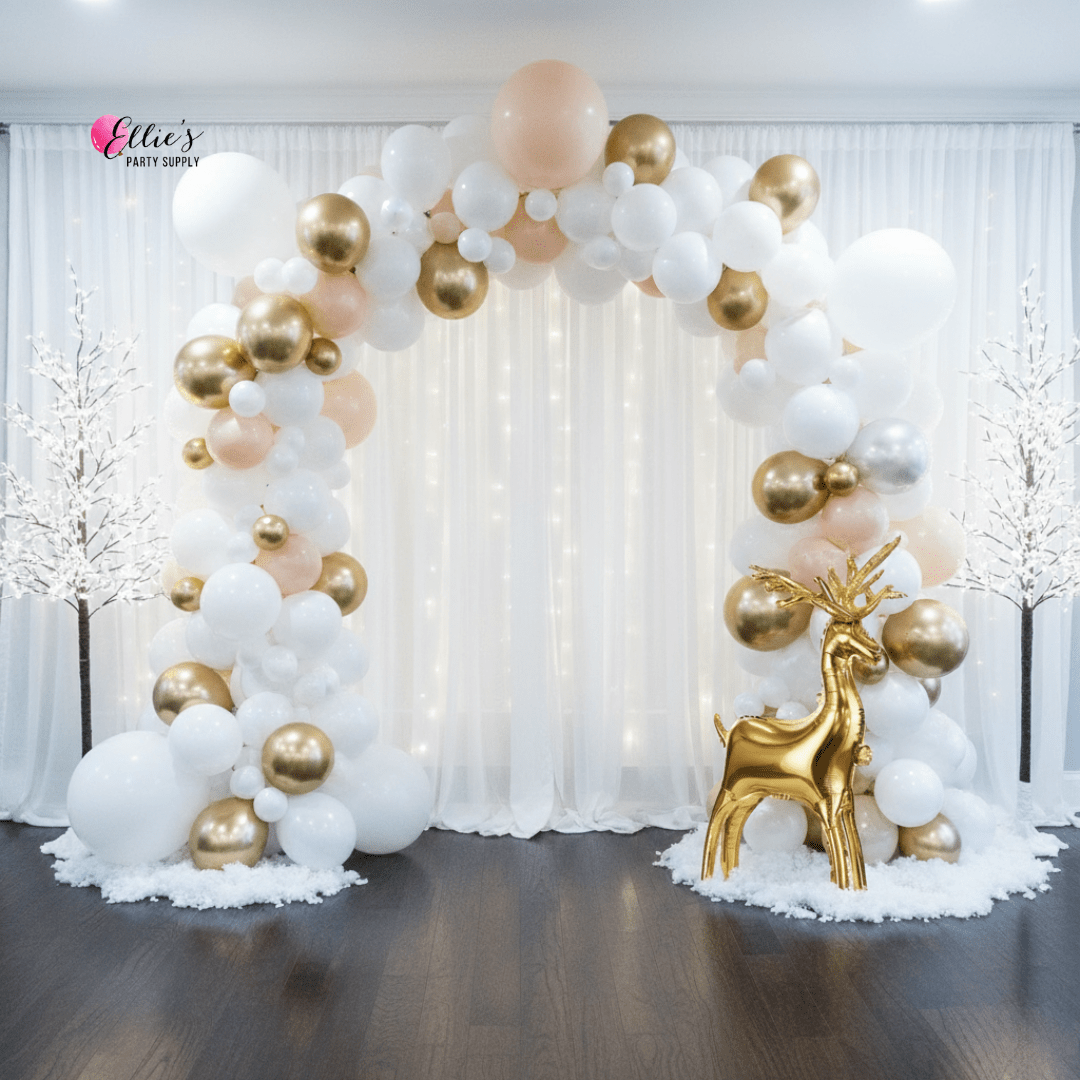 White Christmas Sparkle Balloon Garland Kit - Ellie's Party Supply