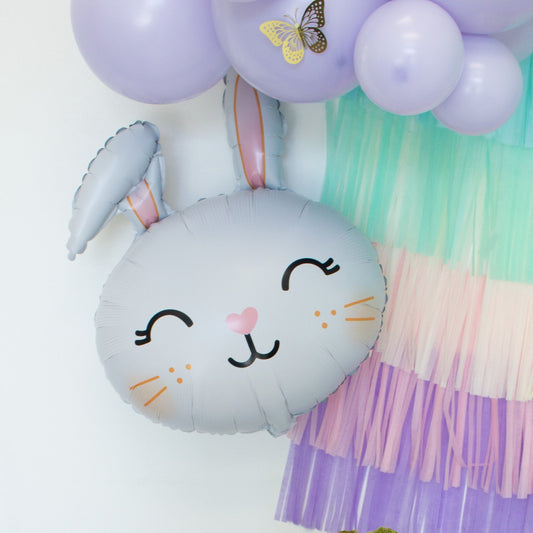 White Wink Smile Rabbit Balloon (22 inches) - Ellie's Party Supply