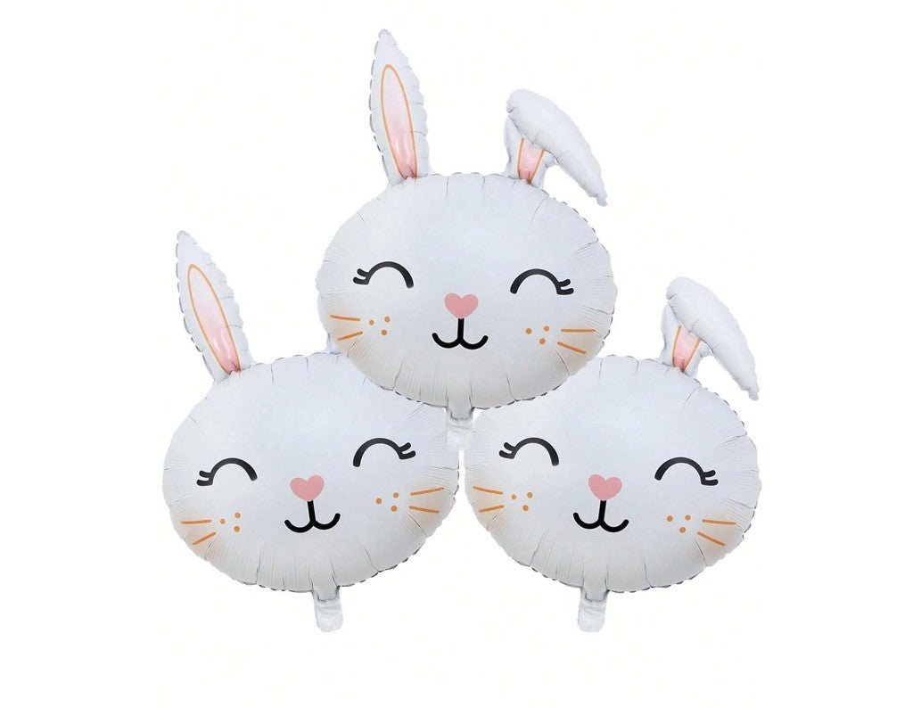 Cute White Wink Smile Rabbit Mylar from Ellie's Party Supply