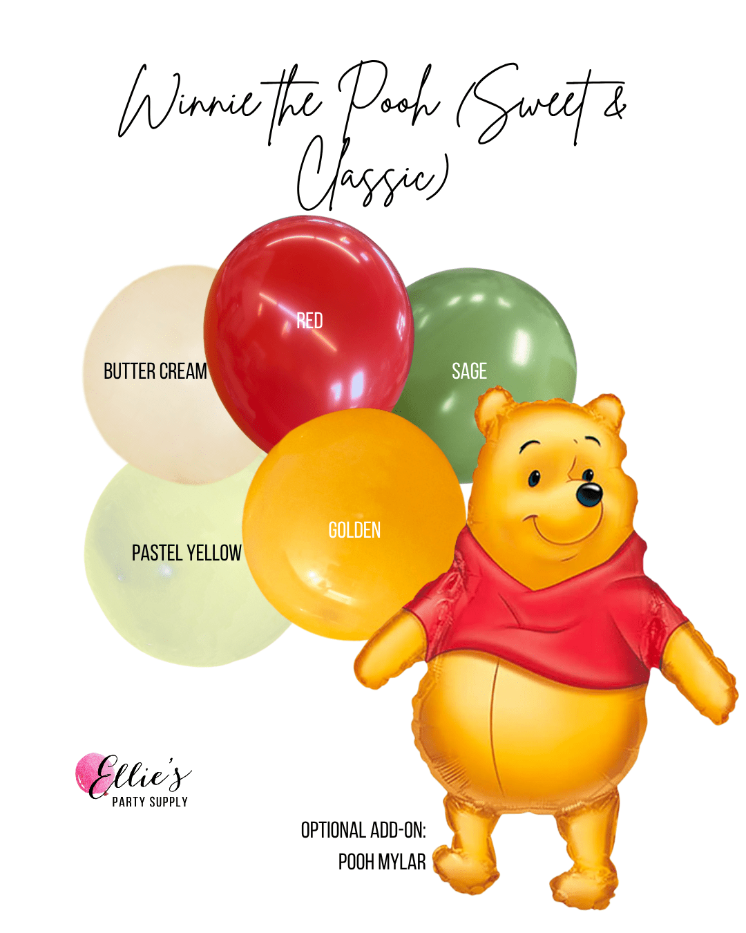 Winnie the Pooh (Sweet & Classic) Balloon Garland Kit - Ellie's Party Supply