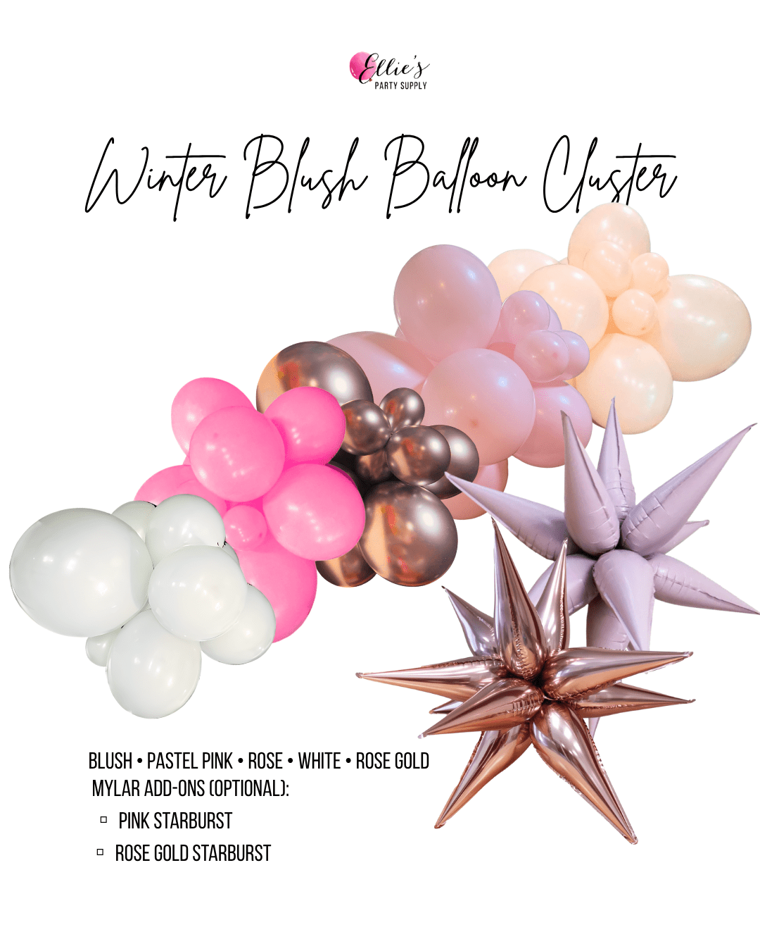 Winter Blush Balloon Cluster Garland - Ellie's Party Supply