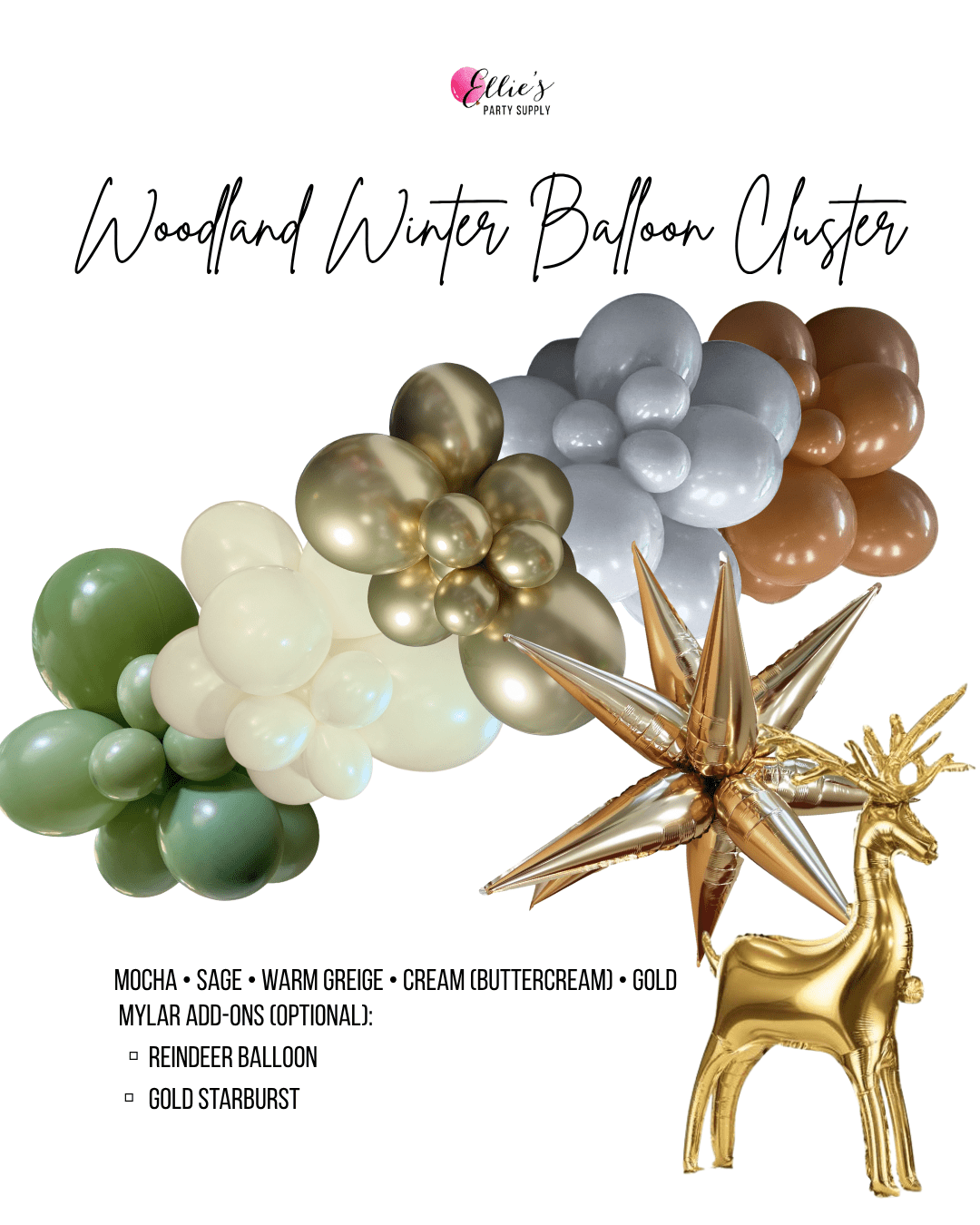 Woodland Winter Balloon Cluster Garland - Ellie's Party Supply