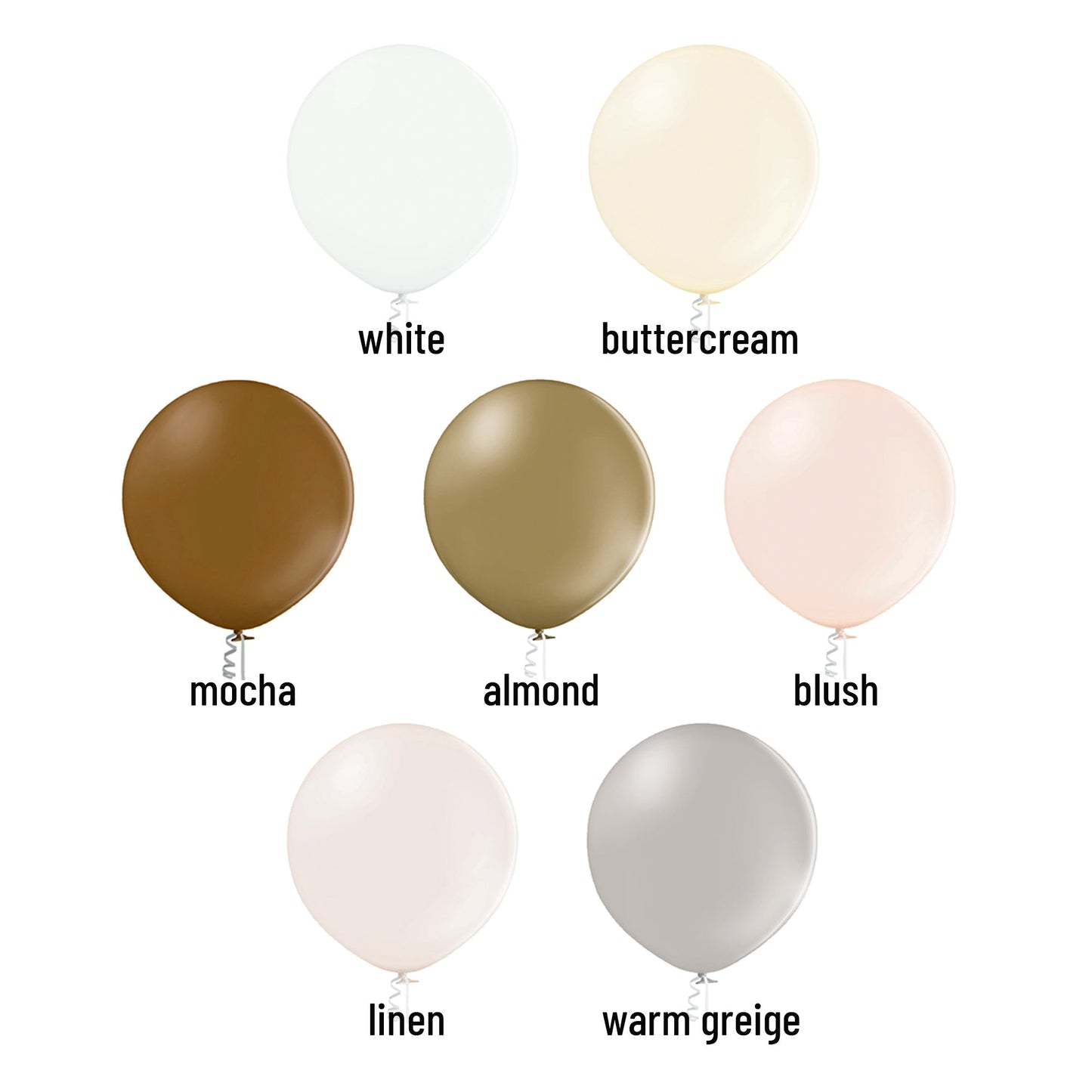 (3 foot) Giant Neutral Balloons in Gray, White, Blush, Mauve, or Mocha 36" - Ellie's Party Supply