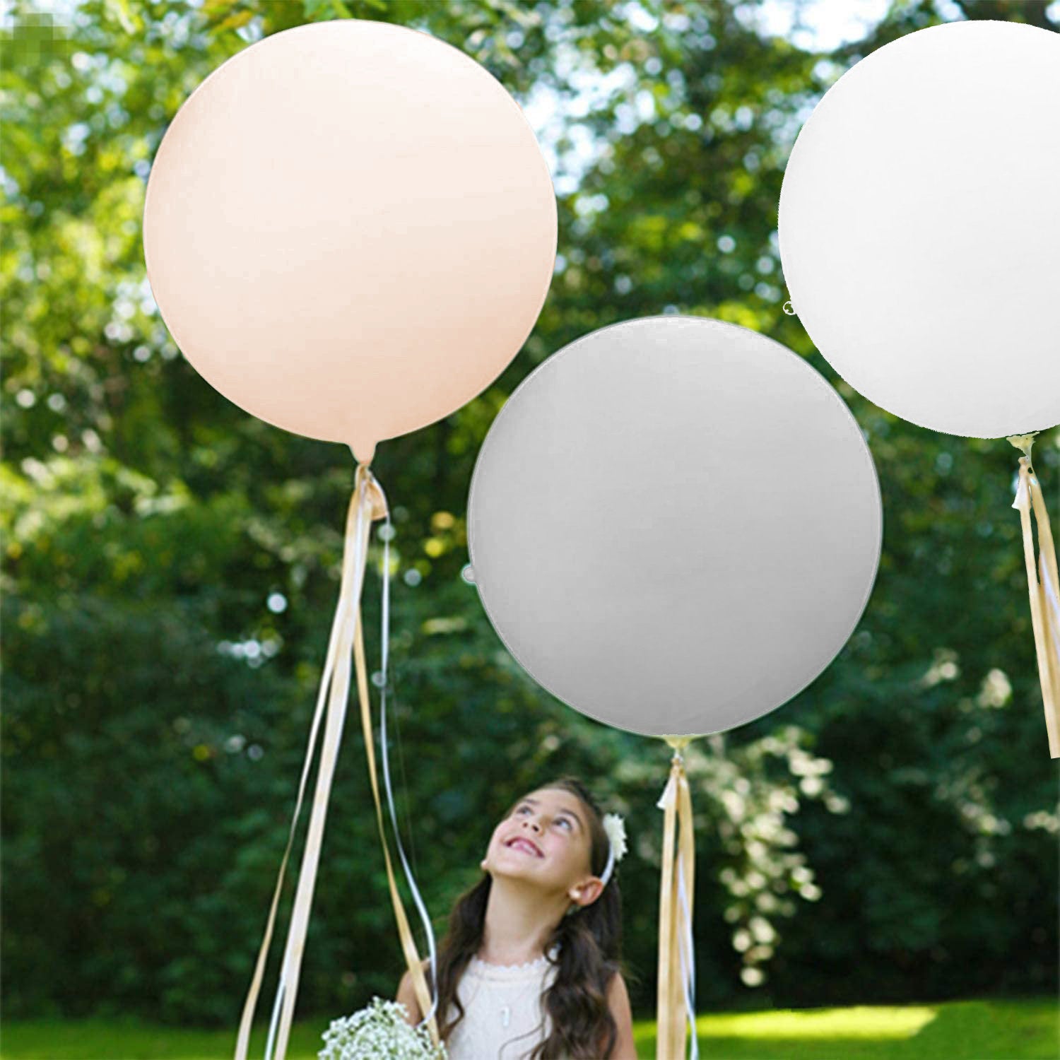 (3 foot) Giant Neutral Balloons in Gray, White, Blush, Mauve, or Mocha 36" - Ellie's Party Supply