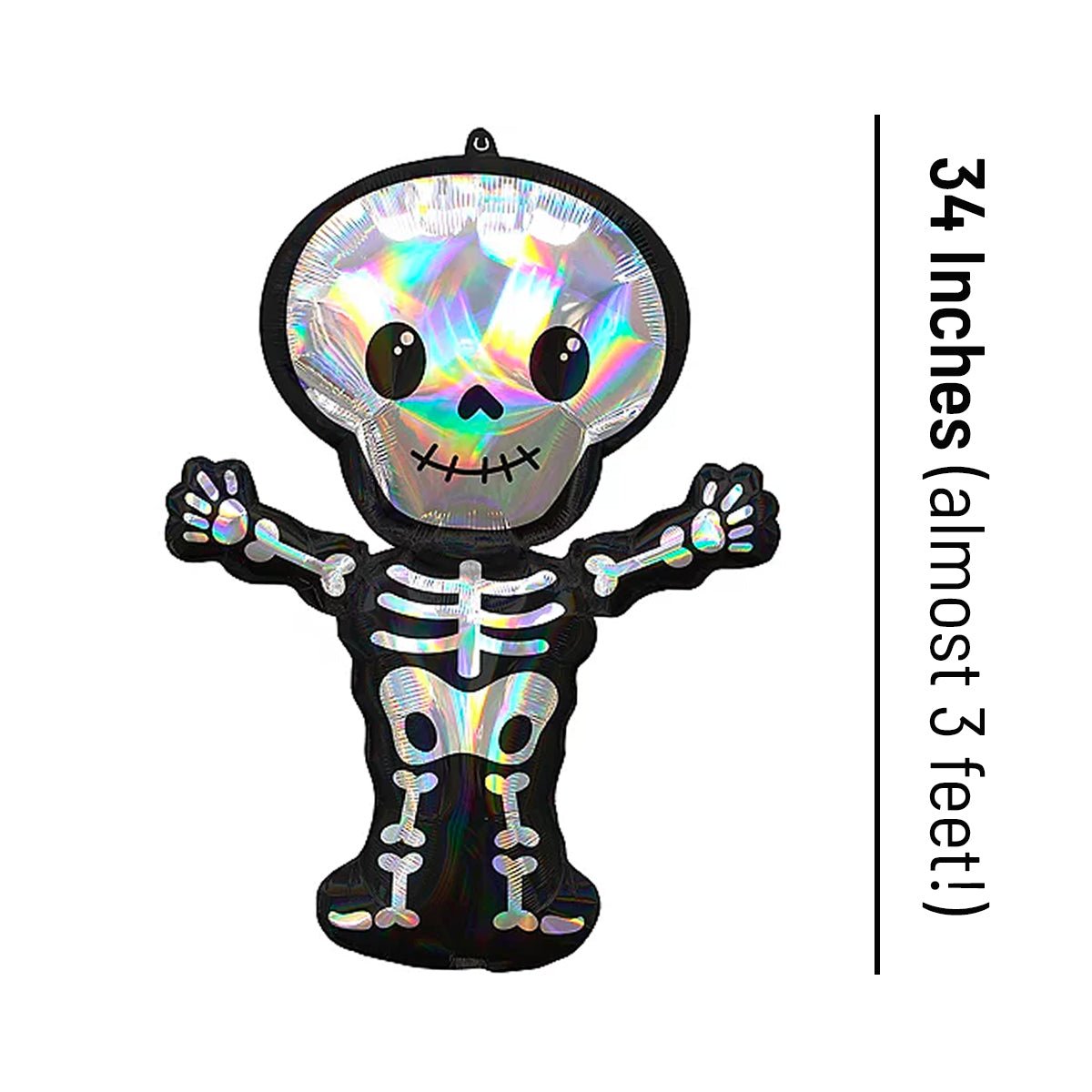 34 Inches Giant Iridescent Cute Skeleton Balloon - Halloween Party Decoration - Ellie's Party Supply