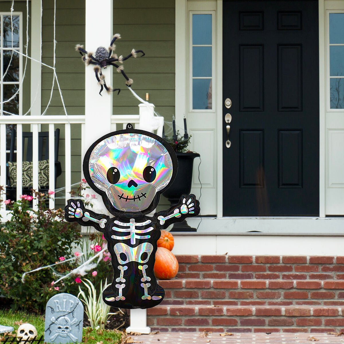 34 Inches Giant Iridescent Cute Skeleton Balloon - Halloween Party Decoration - Ellie's Party Supply