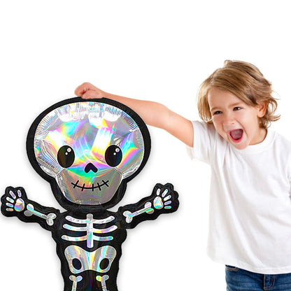 34 Inches Giant Iridescent Cute Skeleton Balloon - Halloween Party Decoration - Ellie's Party Supply