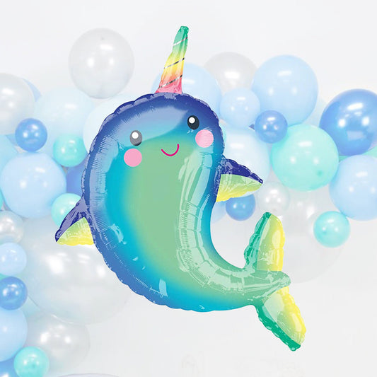 39 inch Giant Rainbow Narwhal Kids Birthday Party Balloons - Ellie's Party Supply