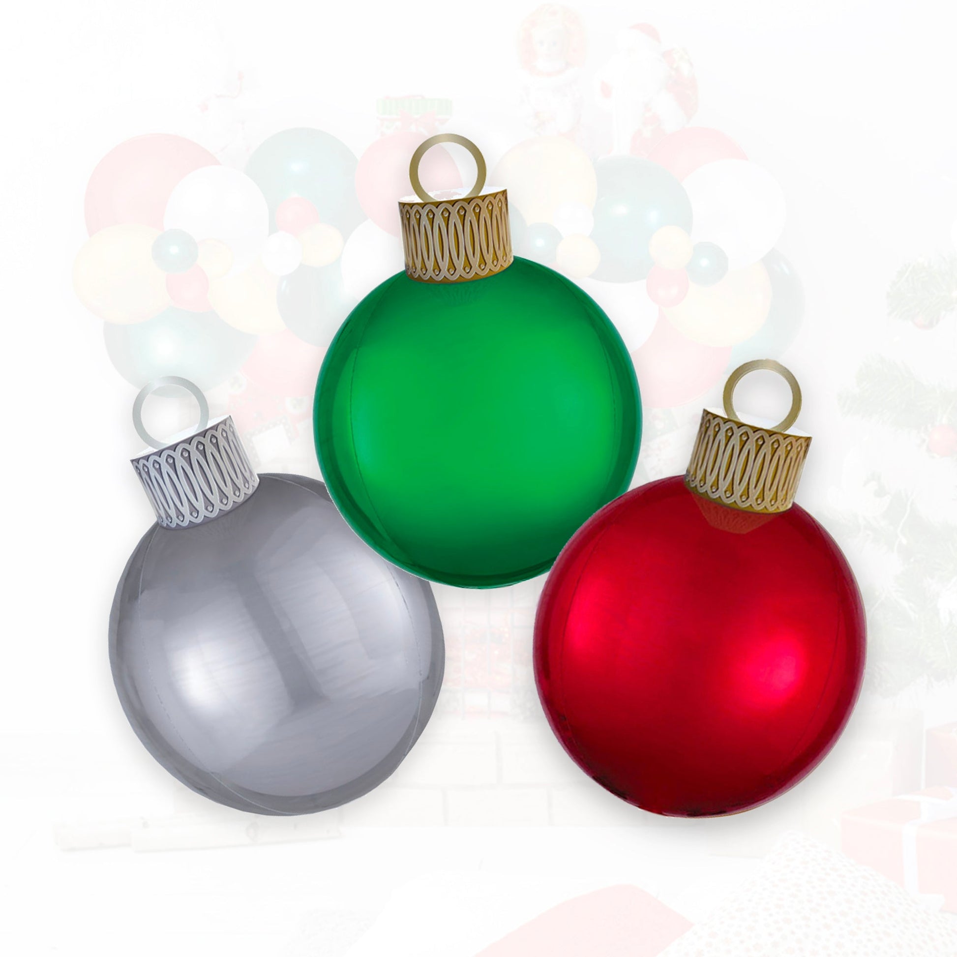 3D Red Christmas Ornament Balloon (20-Inches) - Ellie's Party Supply